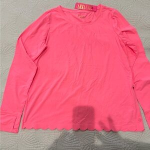 Lilly Pulitzer Renay Pink Scallop Sunguard Luxletic Top XL, NWT